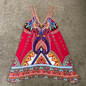 Flying tomato pink boho strap tank dress Large